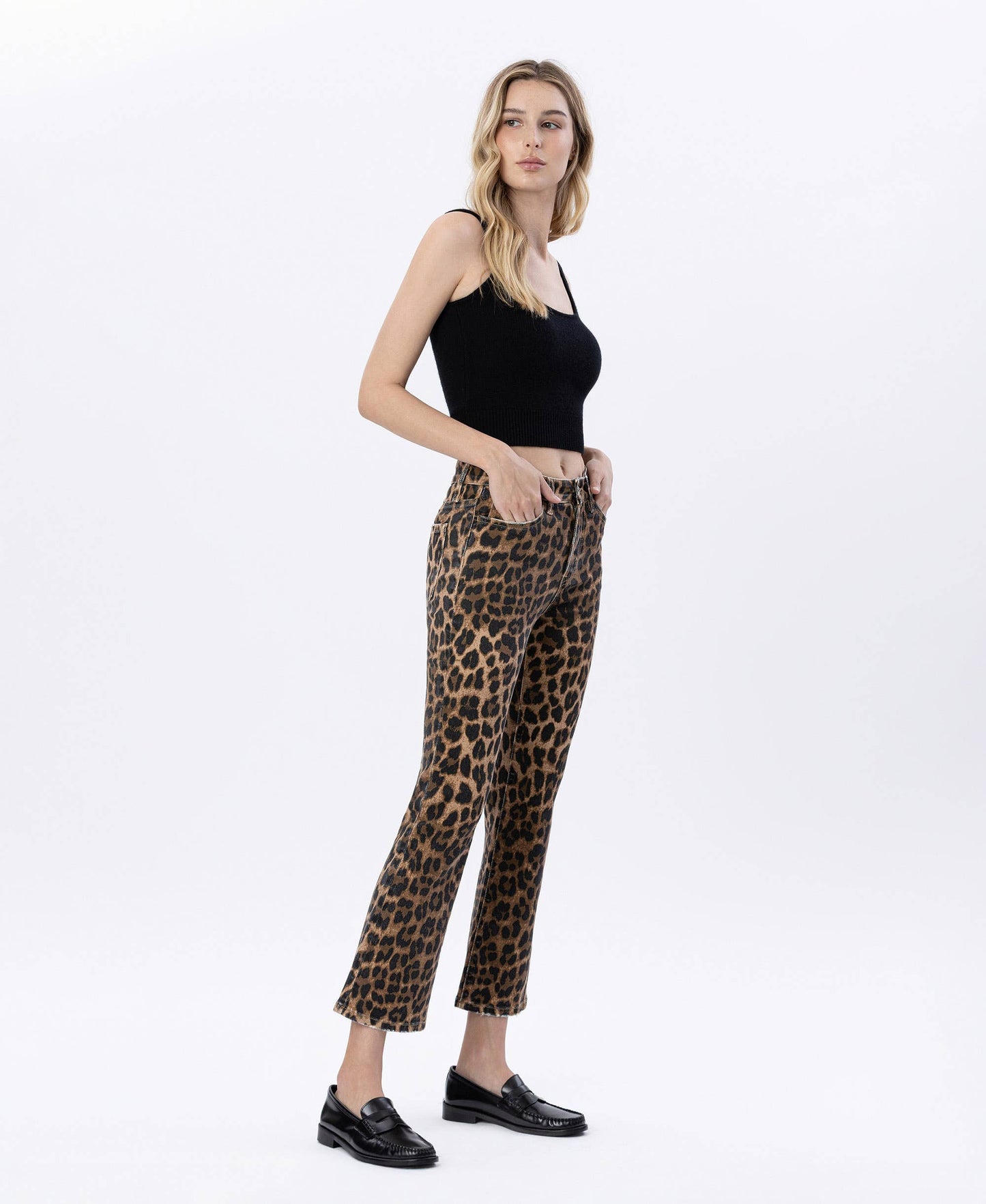 LOVERVET LEOPARD HIGH RISE LEOPARD PRINT KICK FLARE
JEANS