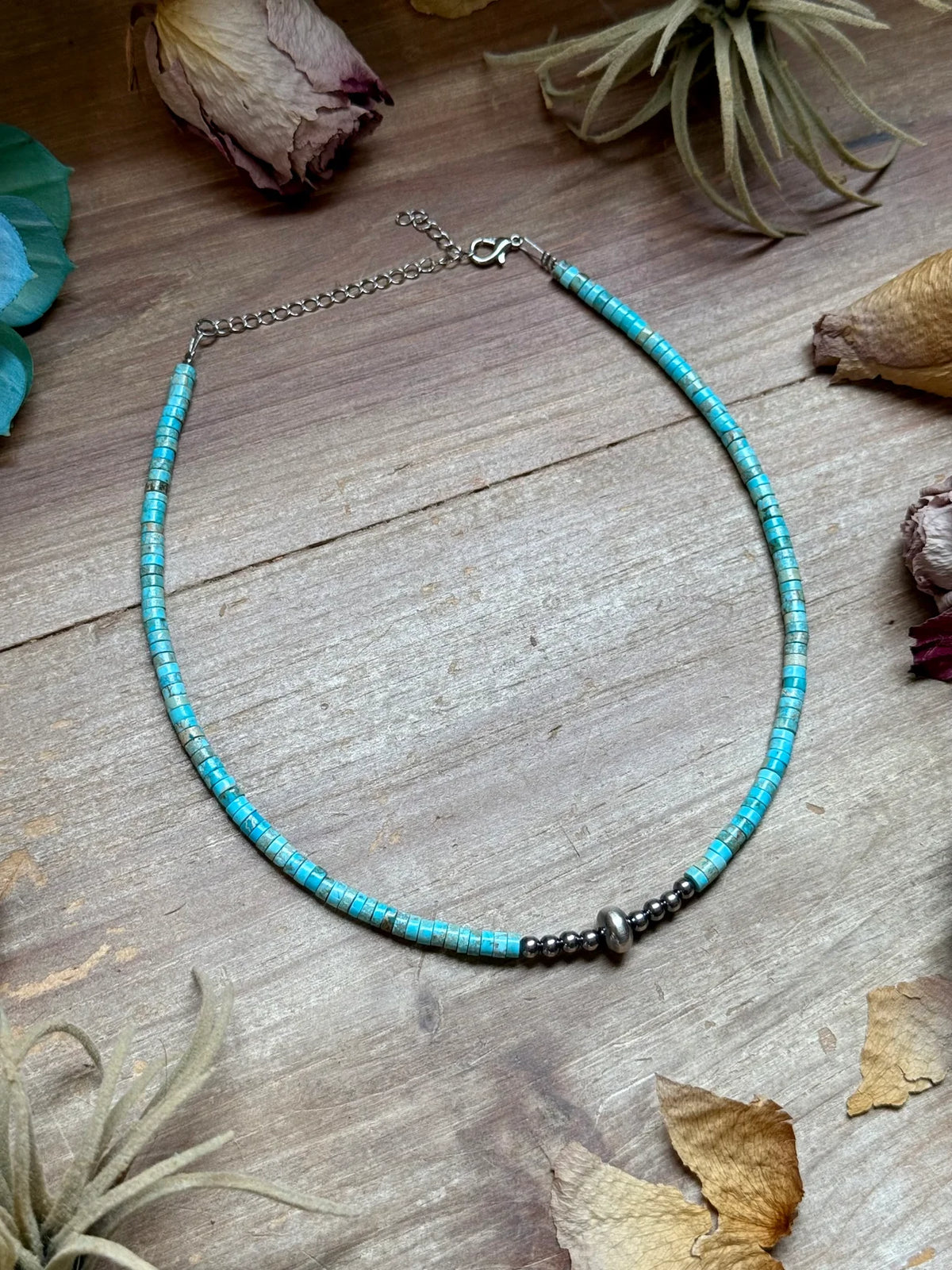Variscite Heishi Necklace - 14"