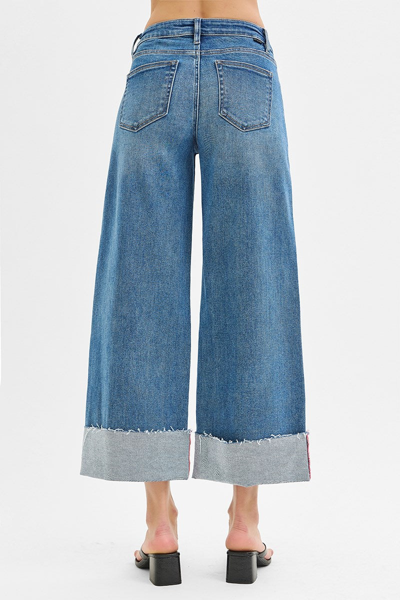 Risen - Mid Rise Crop Cuffed Jeans
