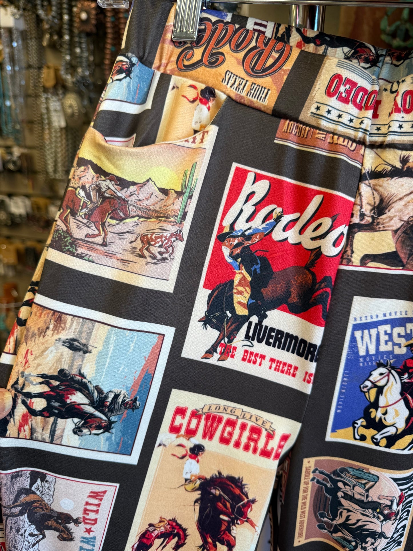 Western Hold On Stamp Print Pants Set