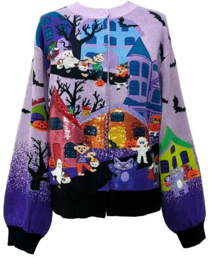 Lavender Multi Trick Or Treating Scene Cardigan ✨ Queen Of Sparkles