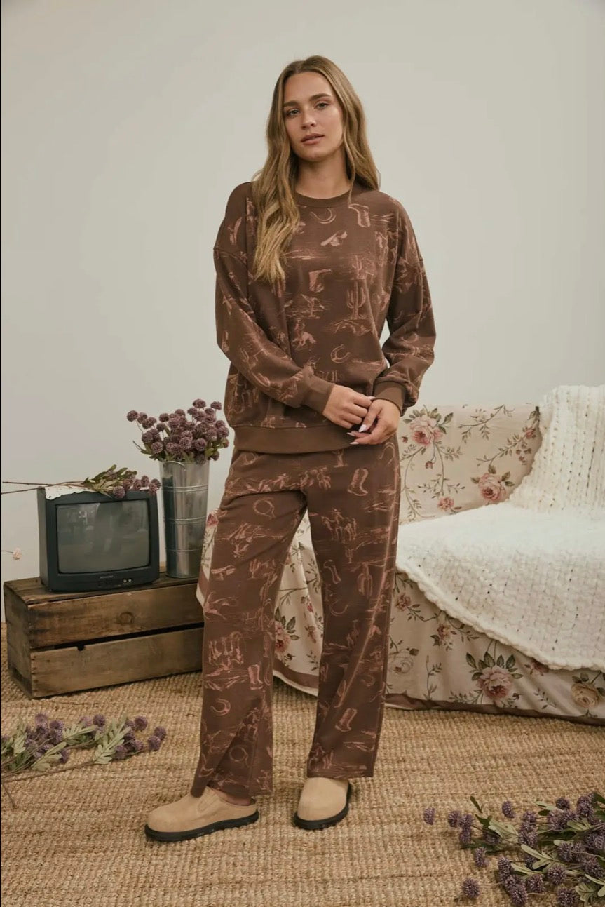 Brown Western Print Set