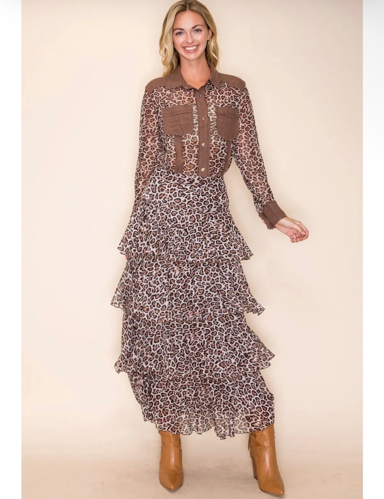 Mesh Tiered Maxi Skirt