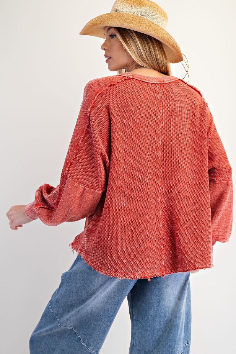 TEXTURED WASHED THERMAL PULLOVER