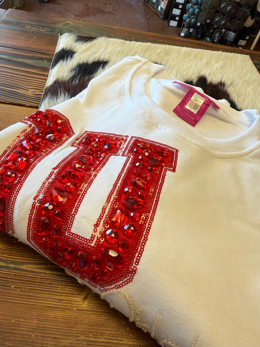 Licensed Oklahoma Big Icons Scattered Sweatshirt - Queen Of Sparkles