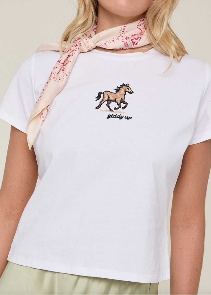 Giddy Up Embroidered Tee