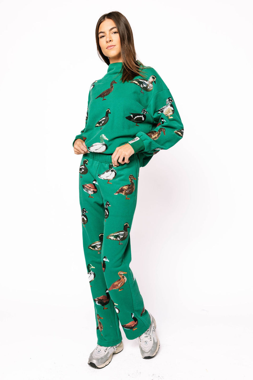 Queen Of Sparkles Dark Green Duck Mock Neck Sweatshirt OR Sweatpant