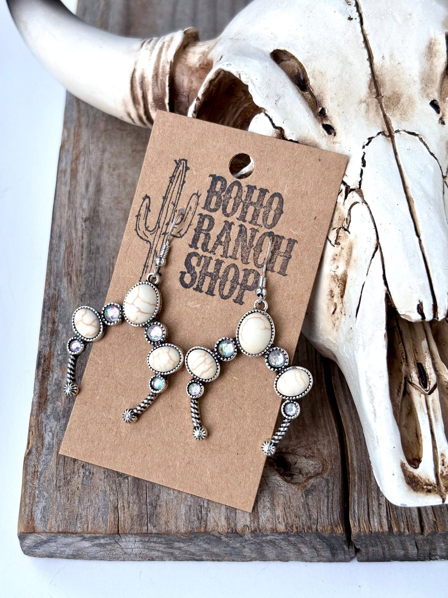 Western Squash Blossom with Stone Drop Earrings