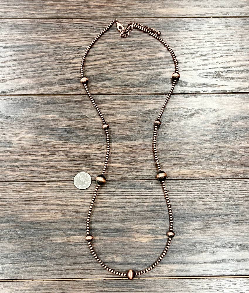 739490, 34-inch Copper Navajo Bead Necklace