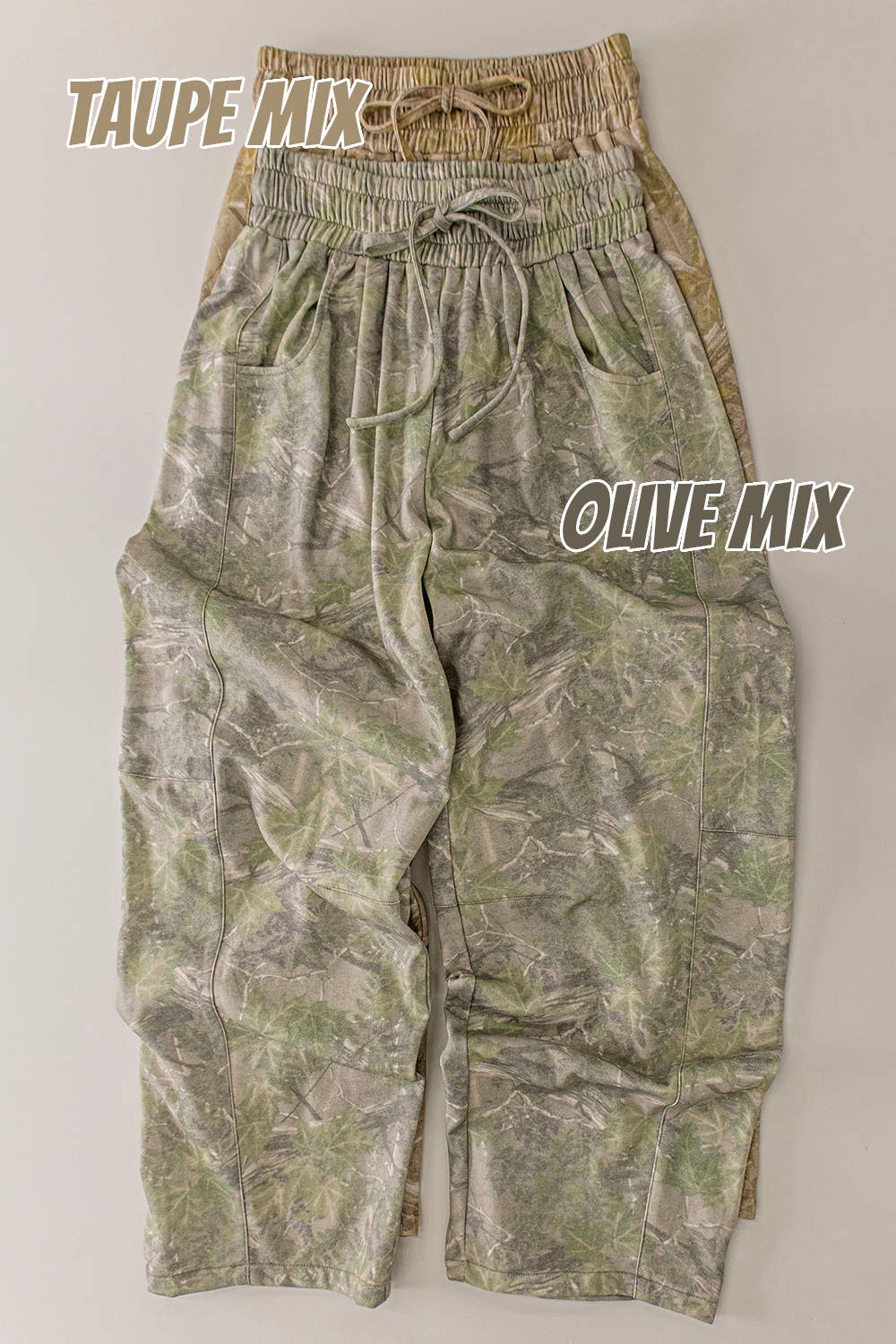 Camo Print Casual Knit Barrel Pants