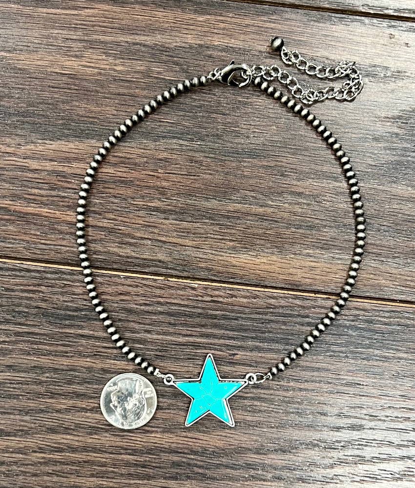 Nashville Western Turquoise Star Necklace