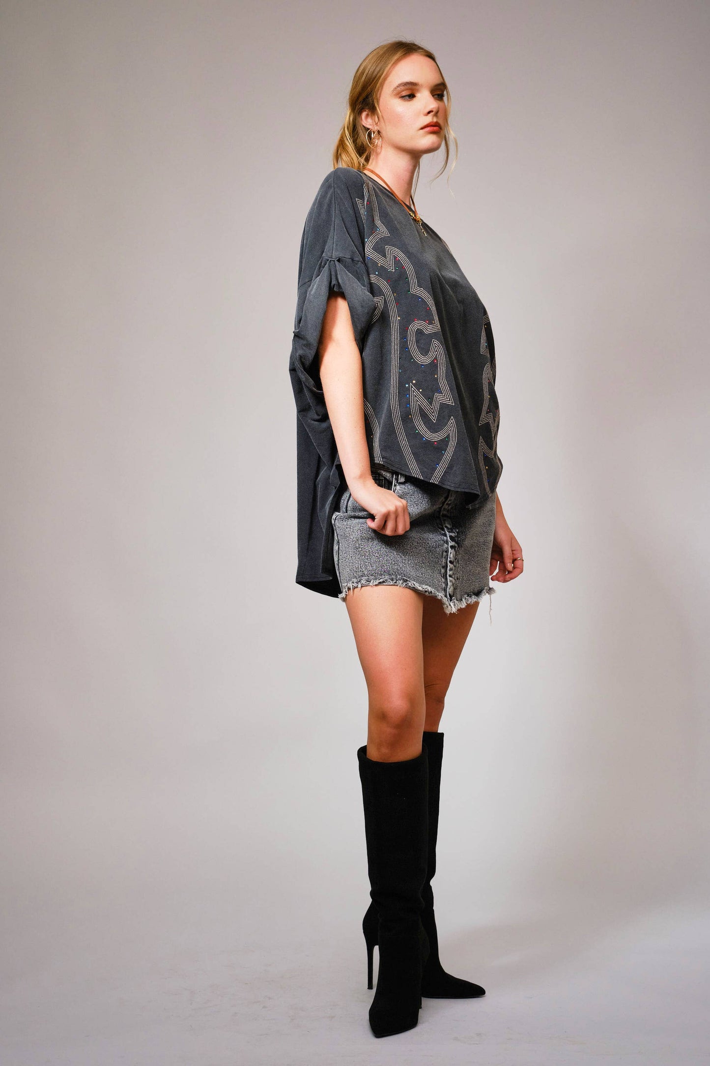 Garment Washed Western Stone T Shirt