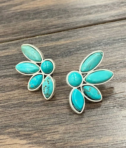 1.2" Western Turquoise Stud Earrings