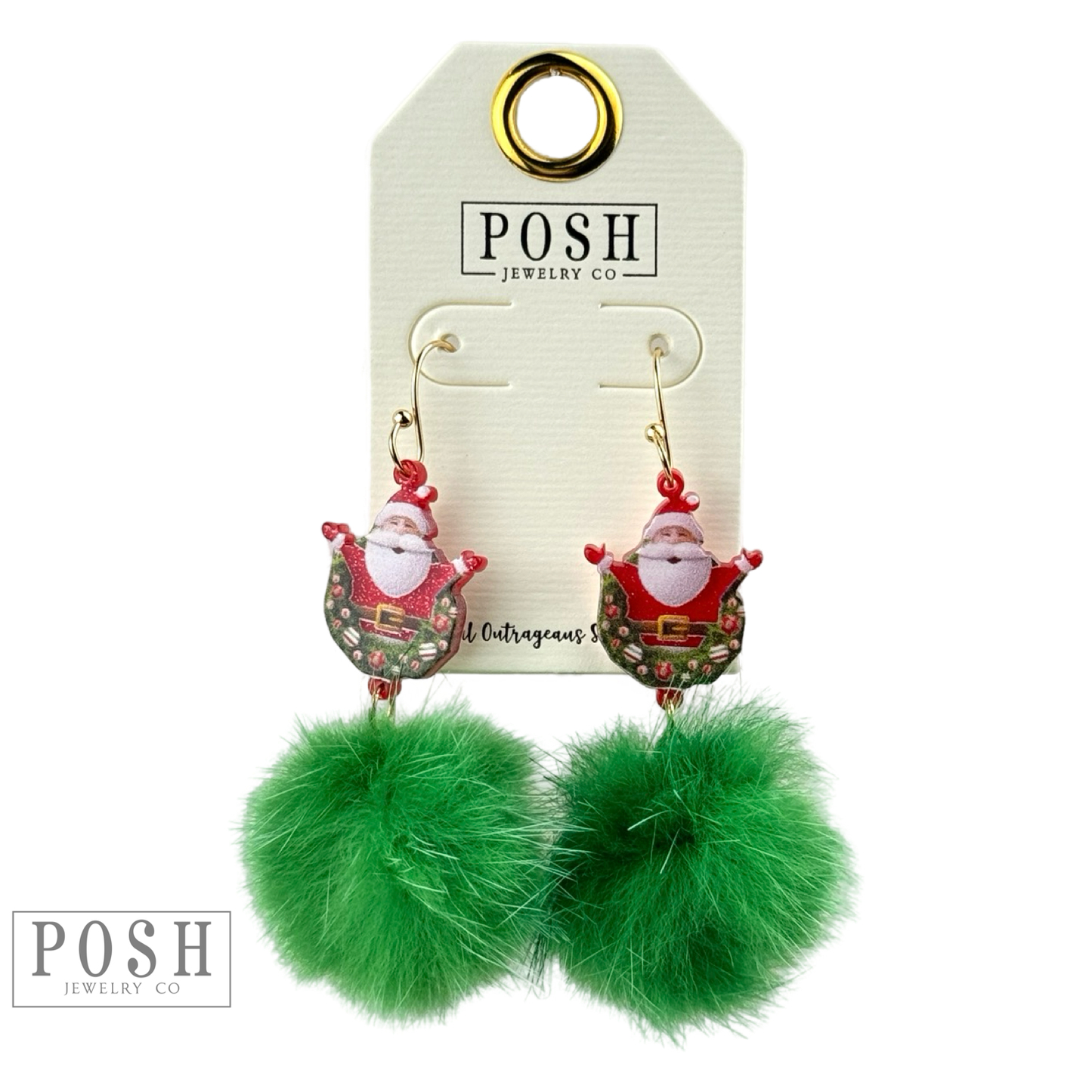 Santa pom-pom earring