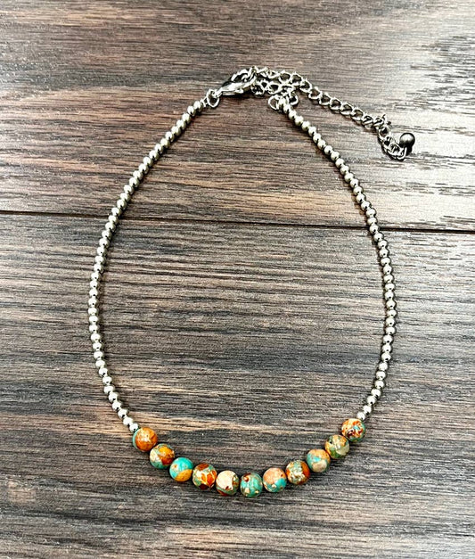 15" 8mm Round Gemstone Necklace