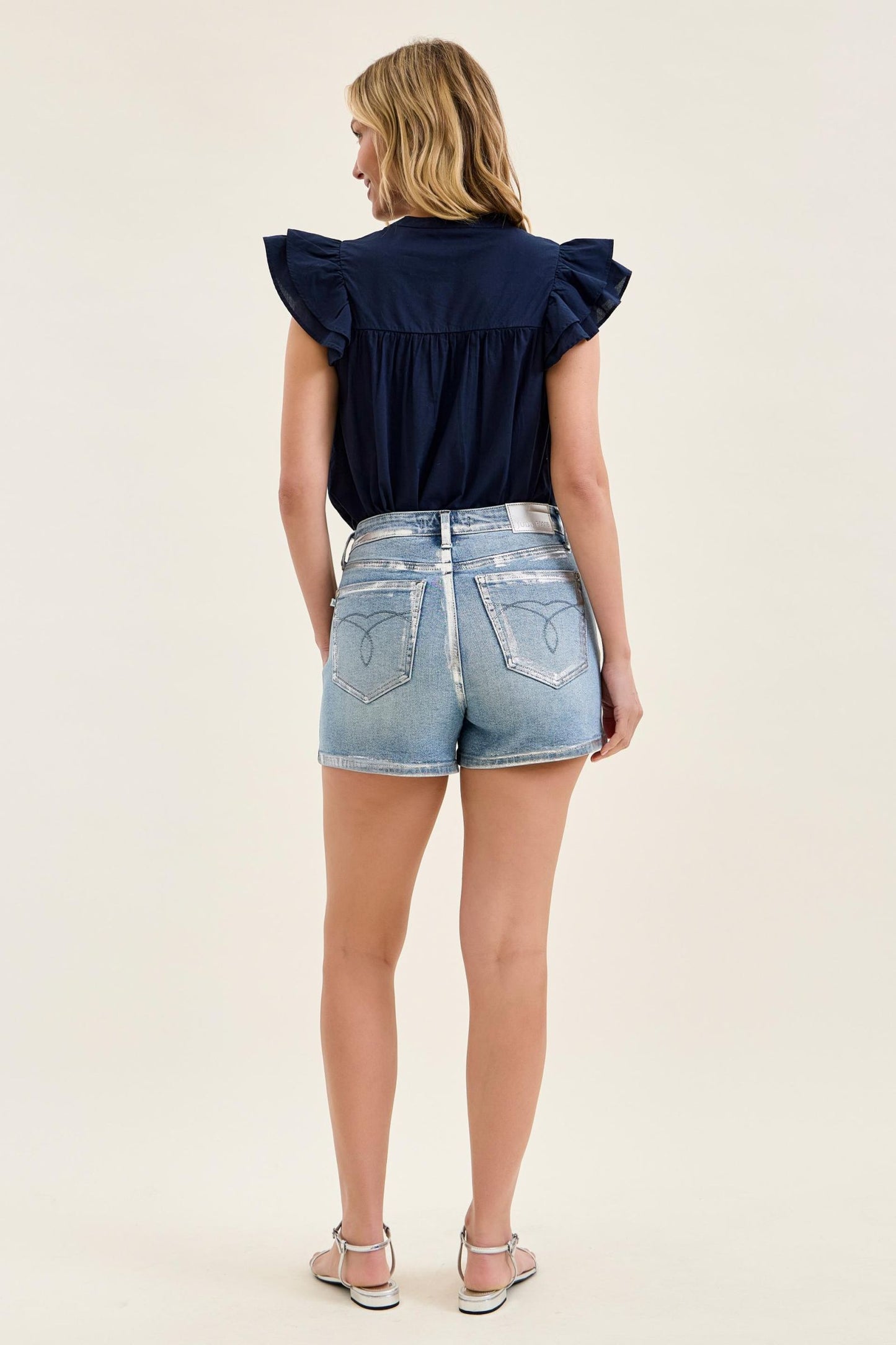 Judy Blue Silver Foil Short