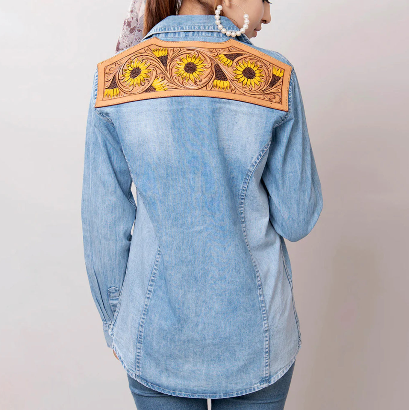 Genuine Leather Denim Shirt