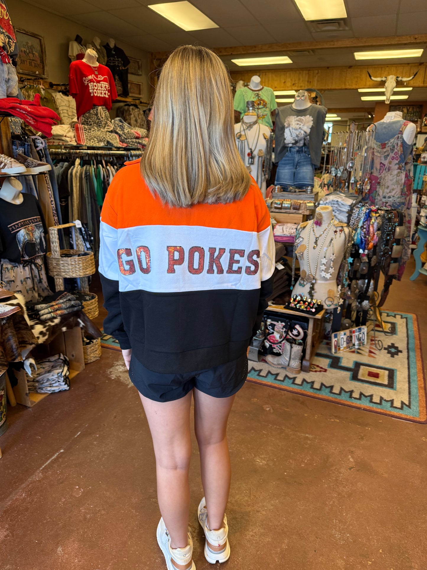 Queen Of Sparkles ✨Licensed OK State Quarter Zip
Colorblock Sweatshirt