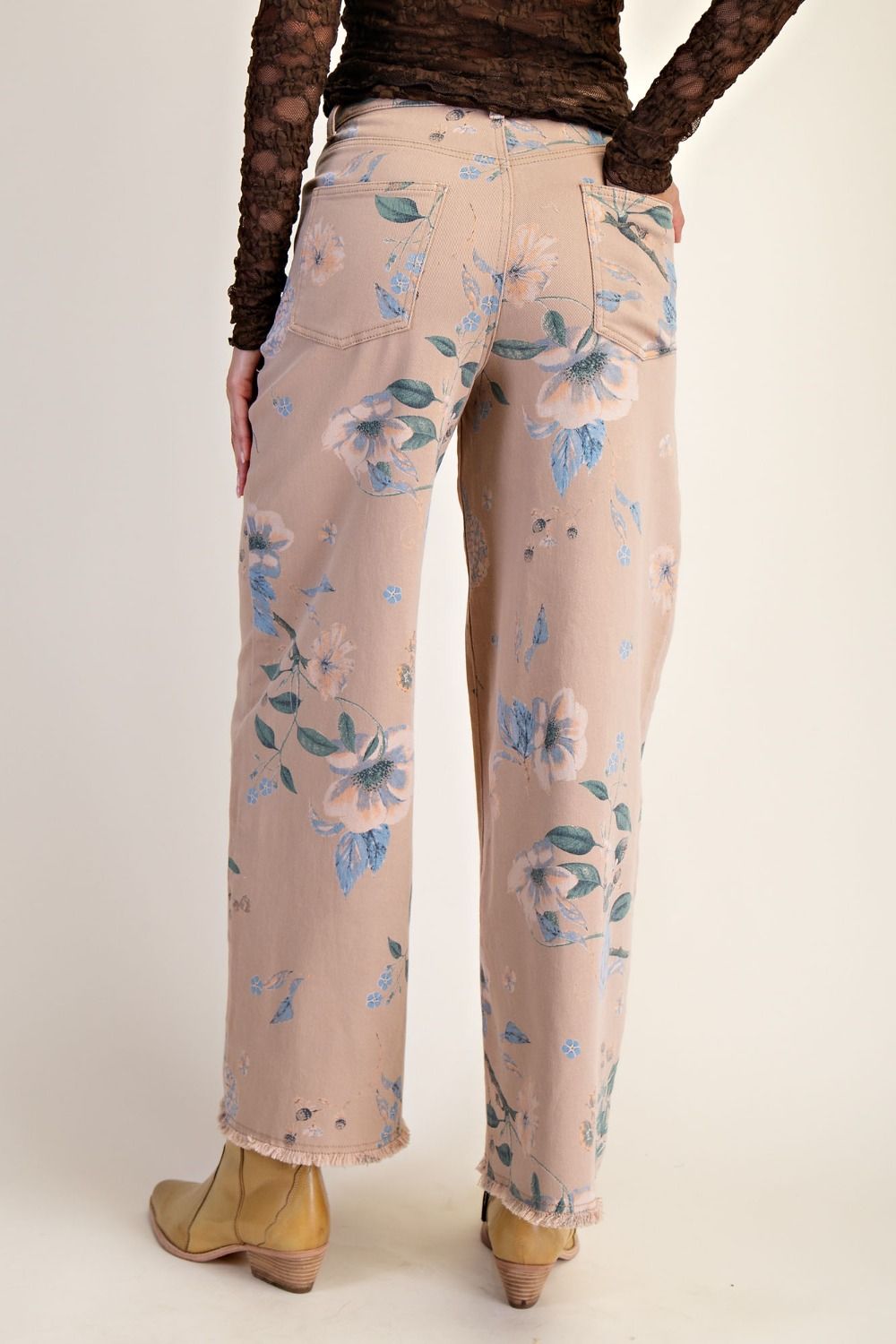 FLORAL PRINTED SOFT STRETCH TWILL PANTS