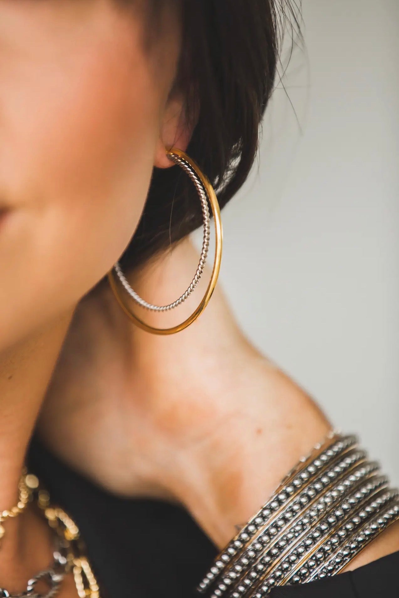 2.25" 18K Gold Plated Double
Hoop Earrings