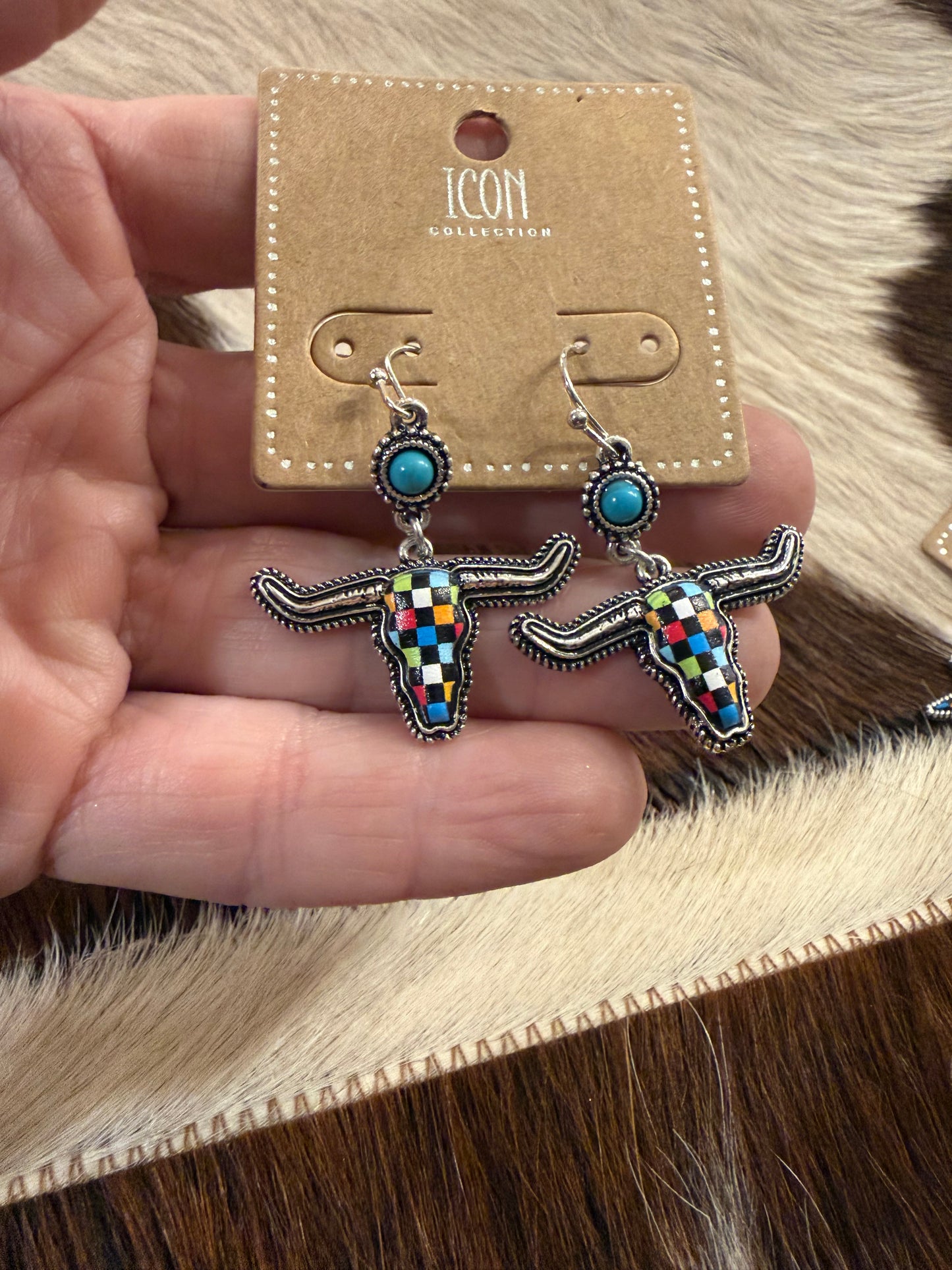 Rainbow Check Earrings