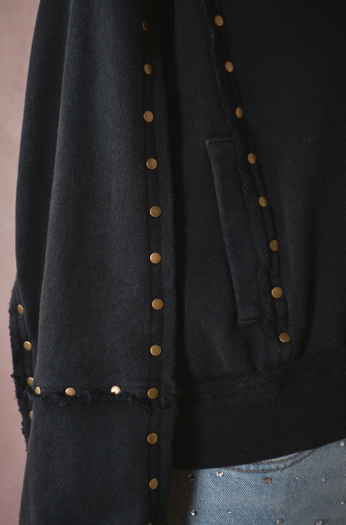 Studded Half-Zip Sweatshirt