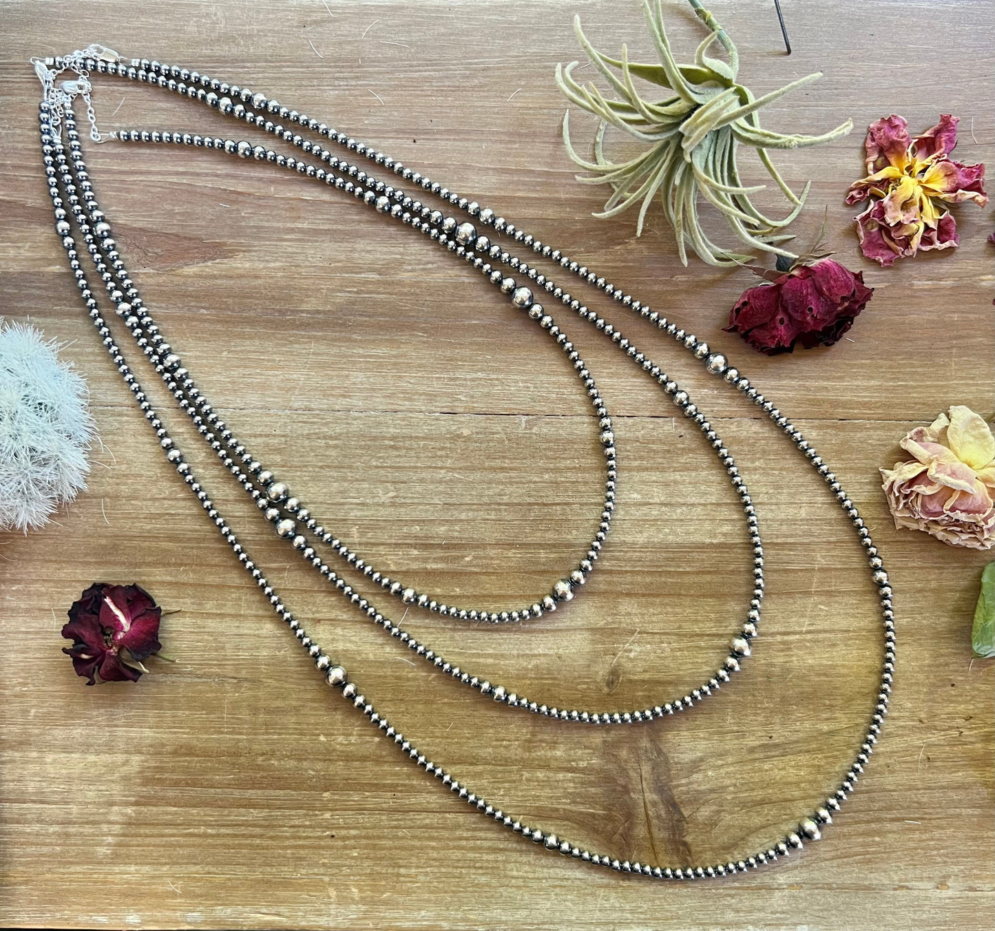 Graduated Sterling Silver Pearls Necklace