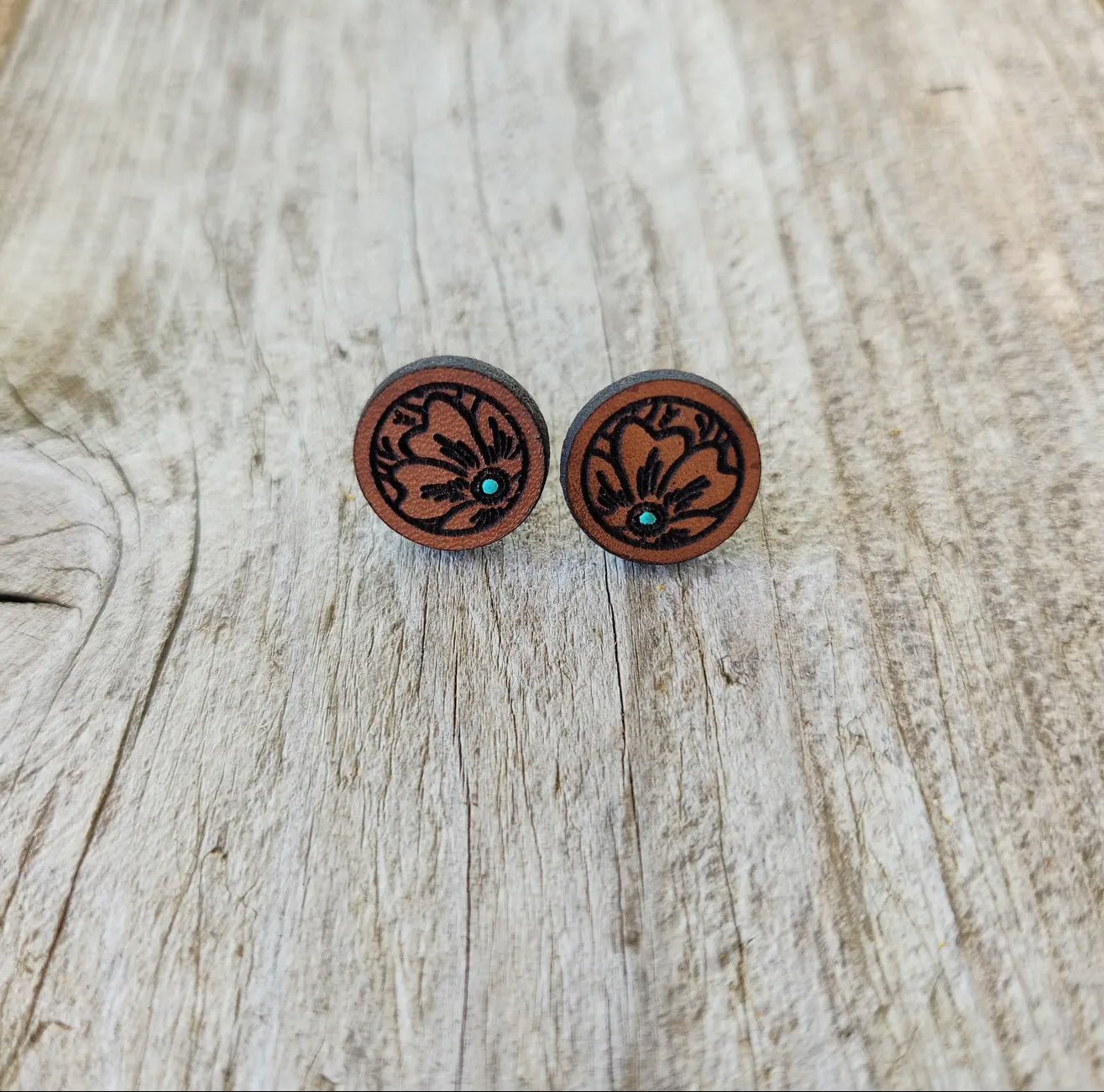 Millie Handmade Genuine Leather Stud Earrings