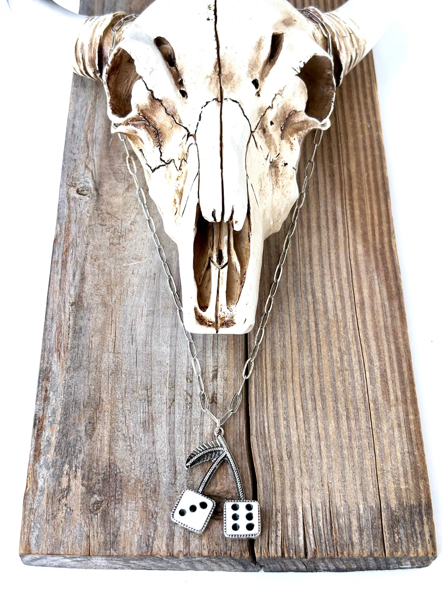 Western Style Cherry Dice Pendant Necklace