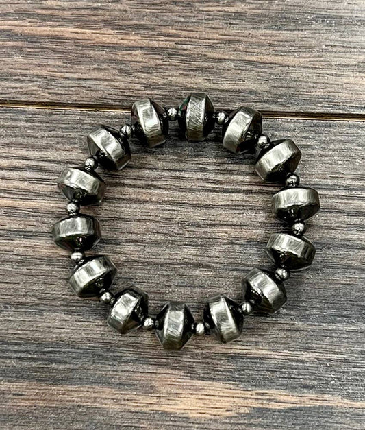 711662, Handmade Rondelle Polish Navajo Stretch Bracelet