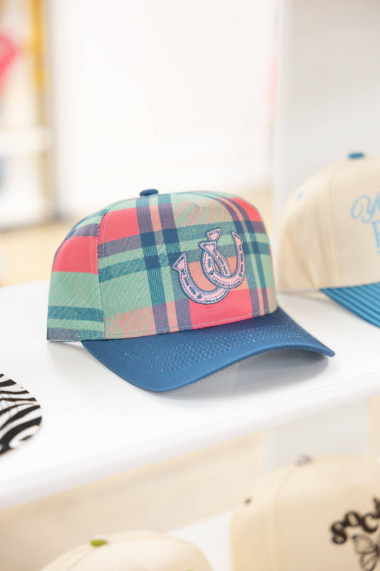 PLAID HORSESHOE CANVAS CAP