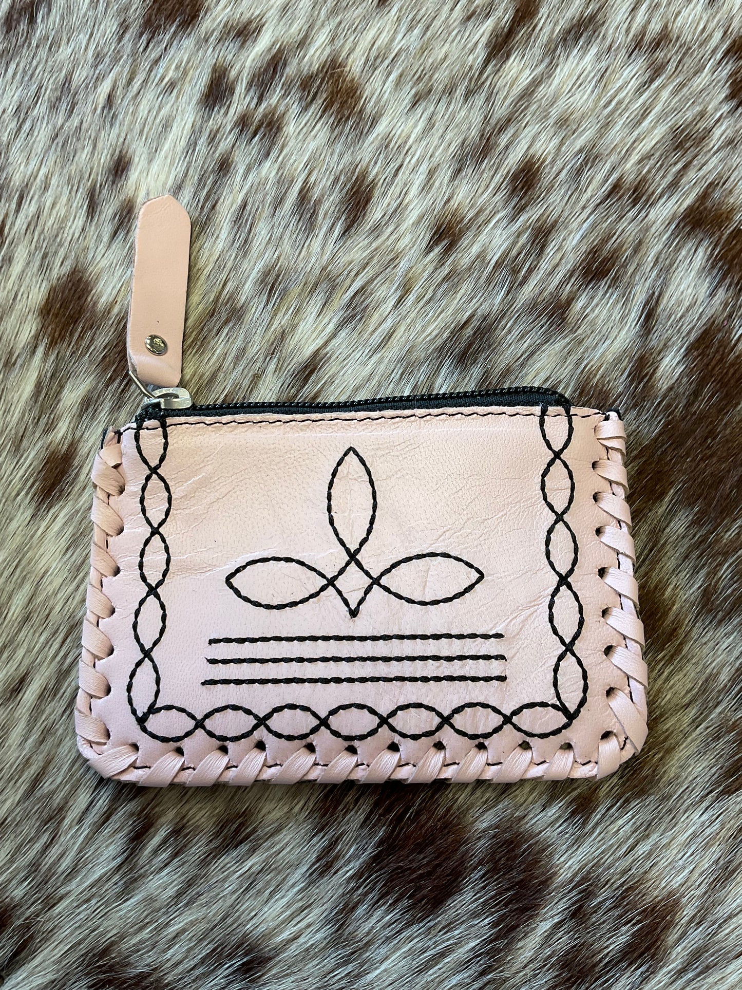 Suede Boot Stitch Coin Pouch