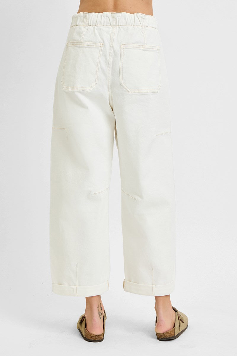 Risen Cream Cargo Barrel Pants