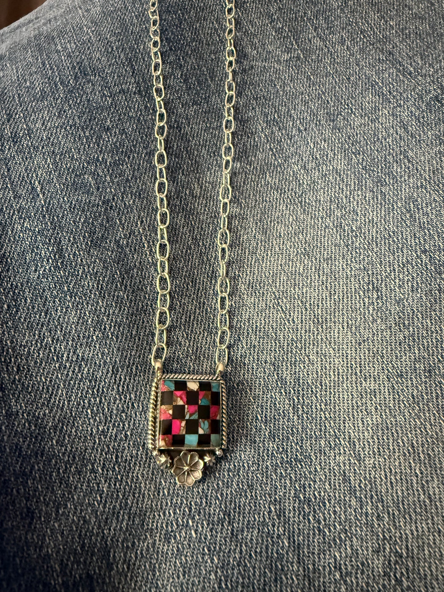 Cotton Candy Checkered Necklace