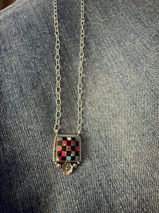 Cotton Candy Checkered Necklace