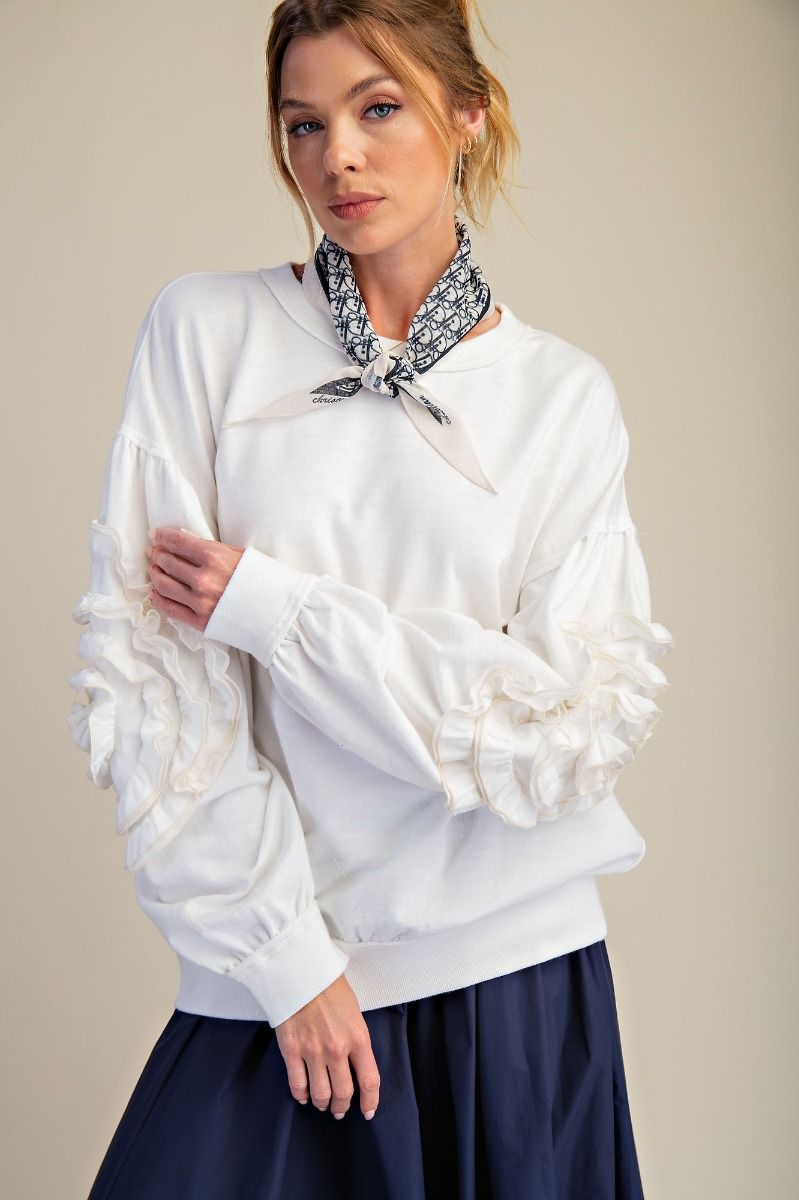 FLORAL PATCH WASHED TERRY
PULLOVER