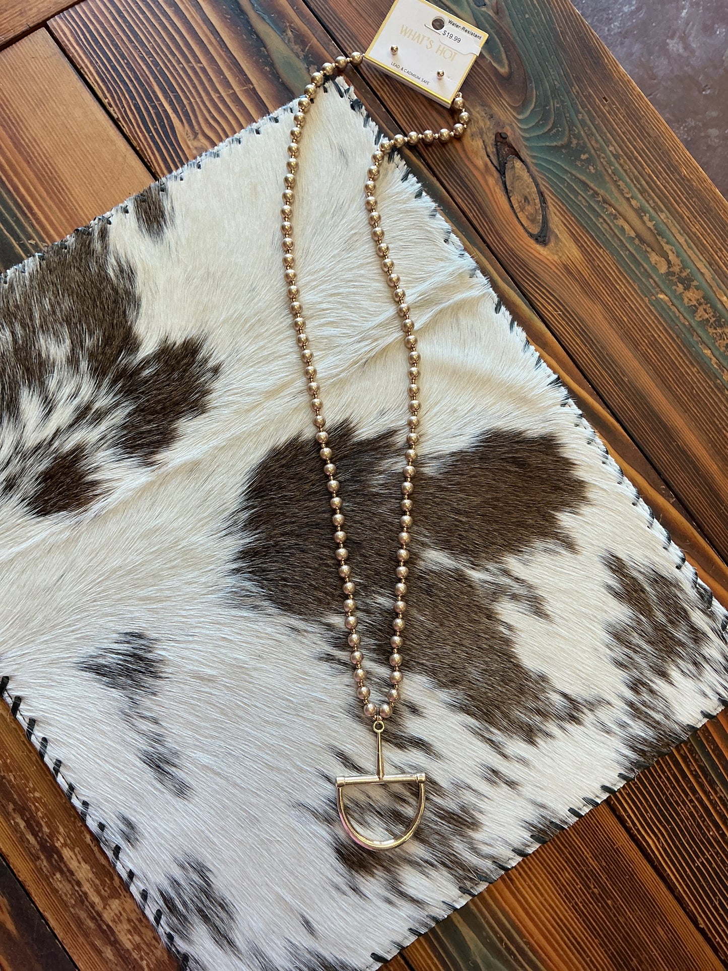 Water Resistant 8mm Matte Gold Beaded with Horse Bit 32" Necklace