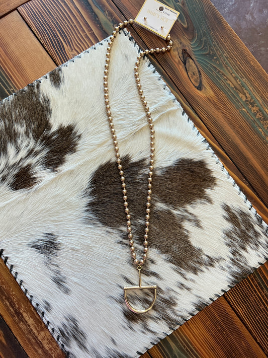 Water Resistant 8mm Matte Gold Beaded with Horse Bit 32" Necklace