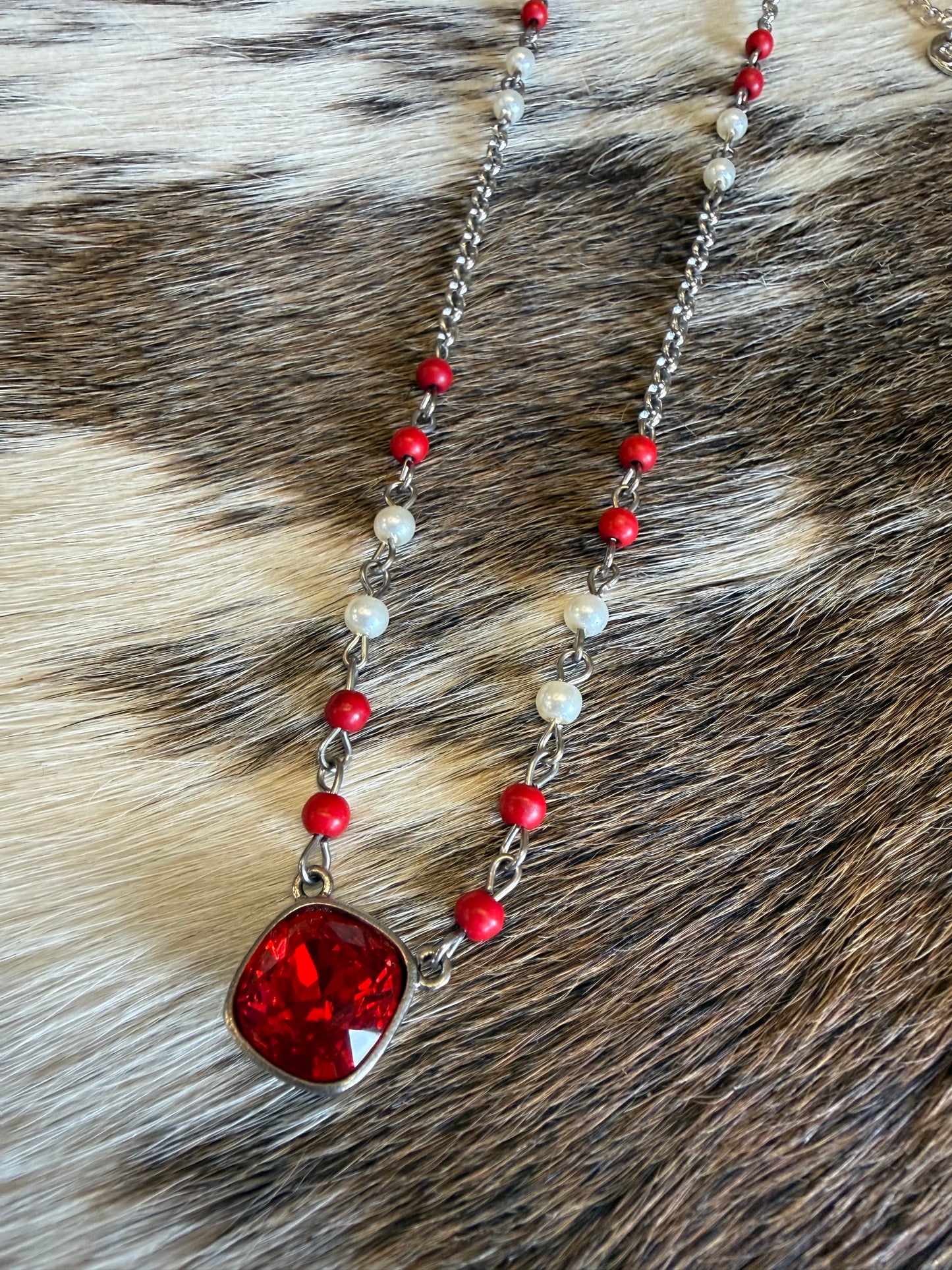 Austrian Square Crystal Linked Bead Necklace, 12mm