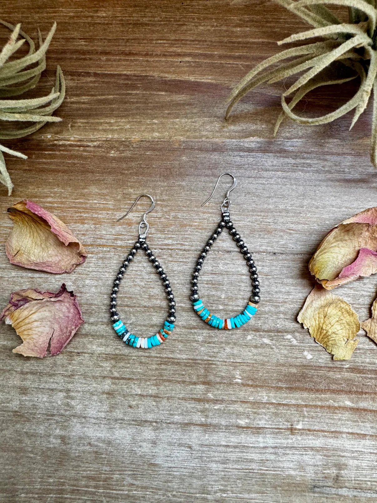 Sterling Silver Pearl & Colorful
Heishi Drop Earrings