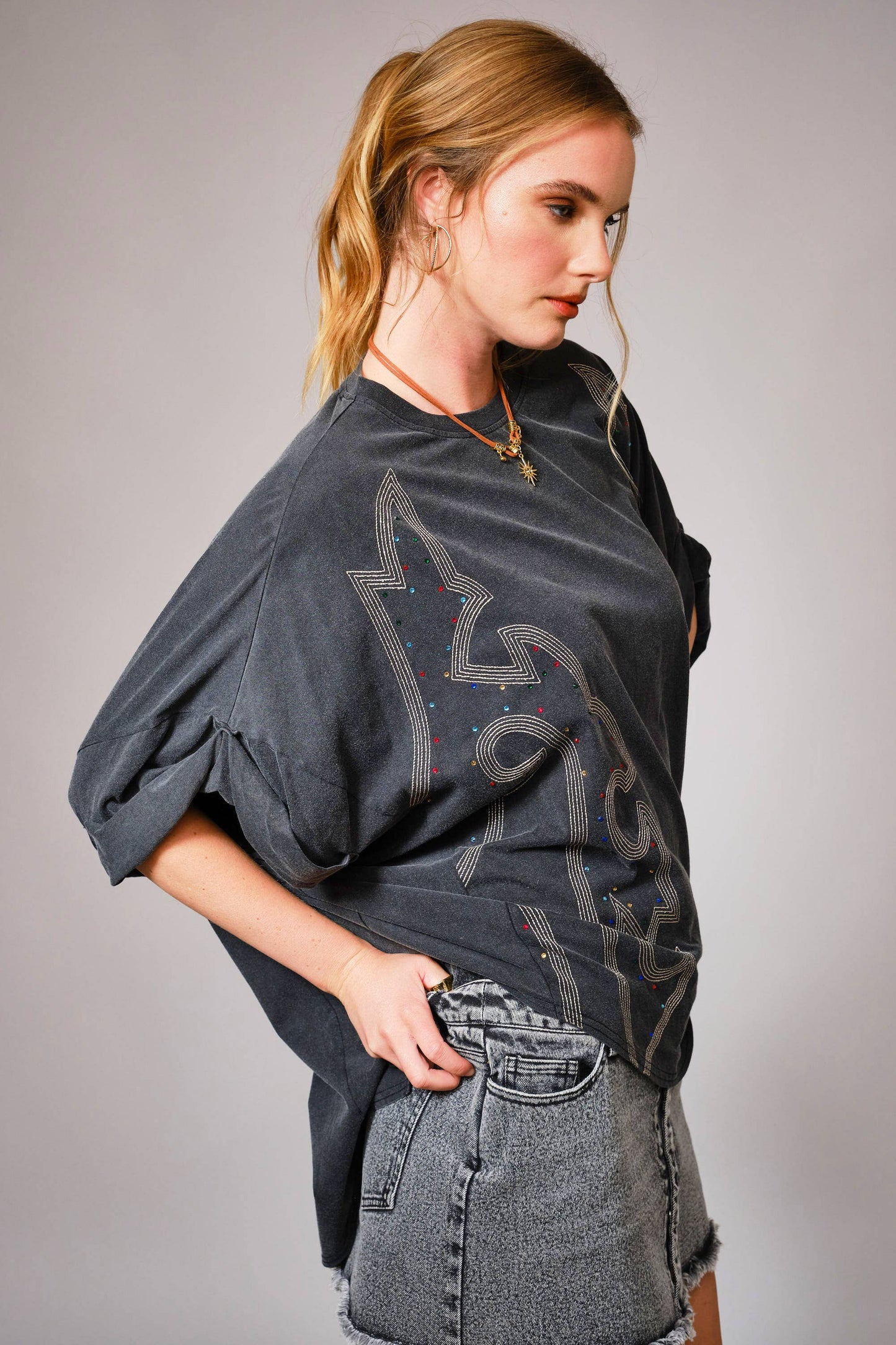 Garment Washed Western Stone T Shirt