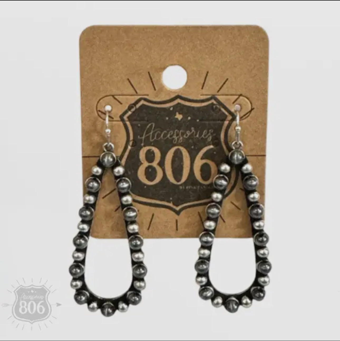 Stone and Burnished Silver Earring