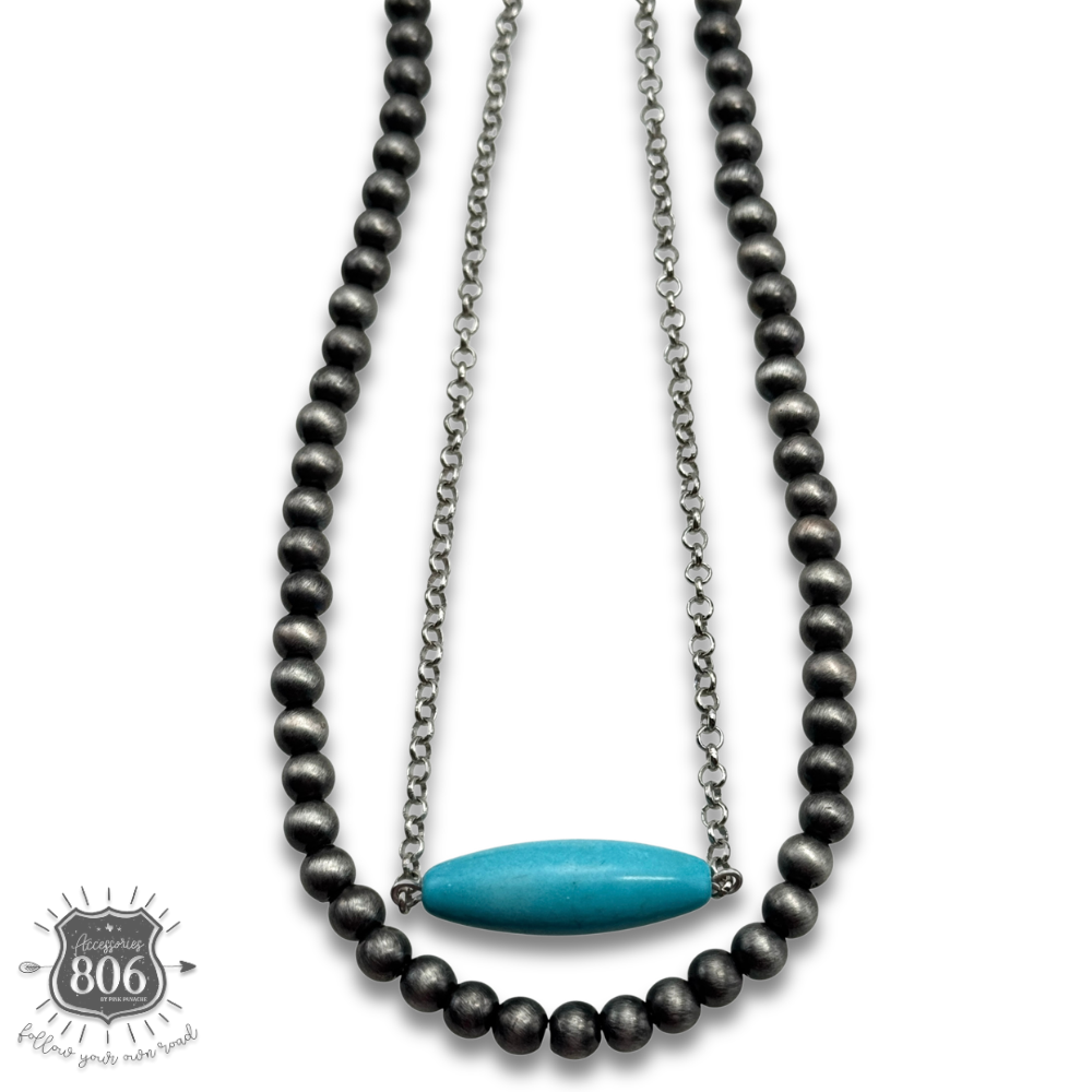 Western turquoise tube bead necklace