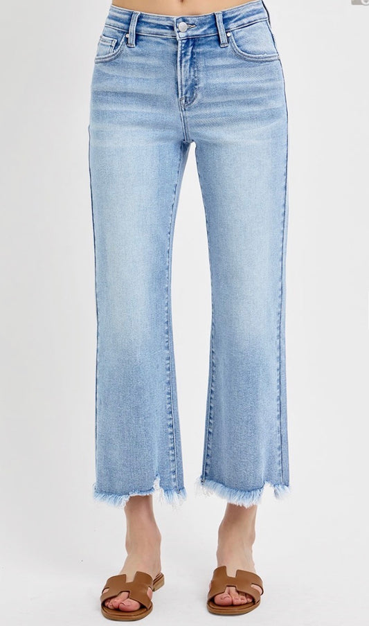 MID RISE CROP STRAIGHT JEANS