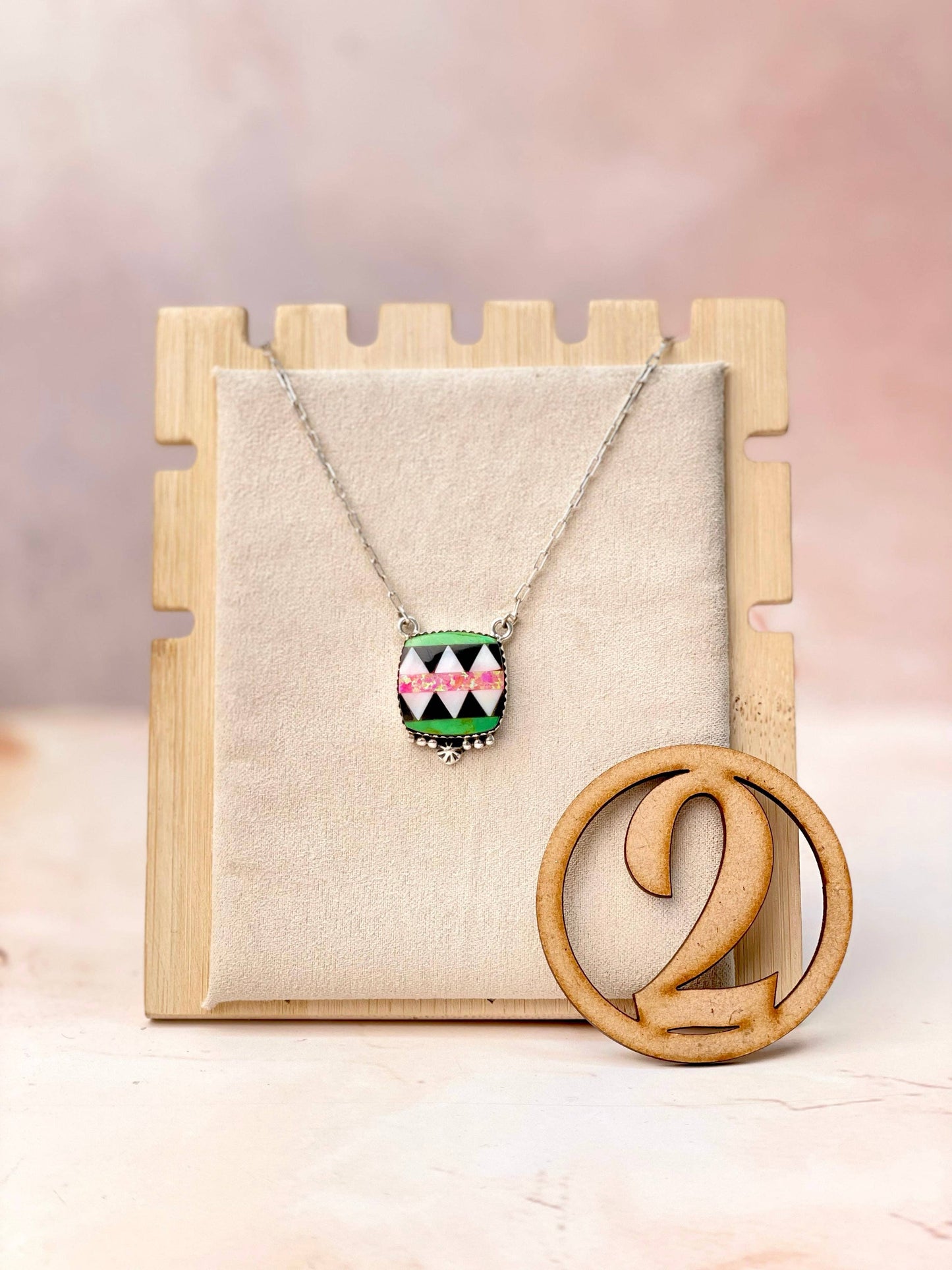 Multi Aztec Checkered Chain Pendant