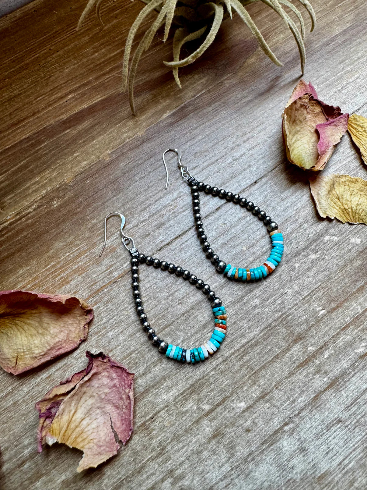 Sterling Silver Pearl & Colorful
Heishi Drop Earrings