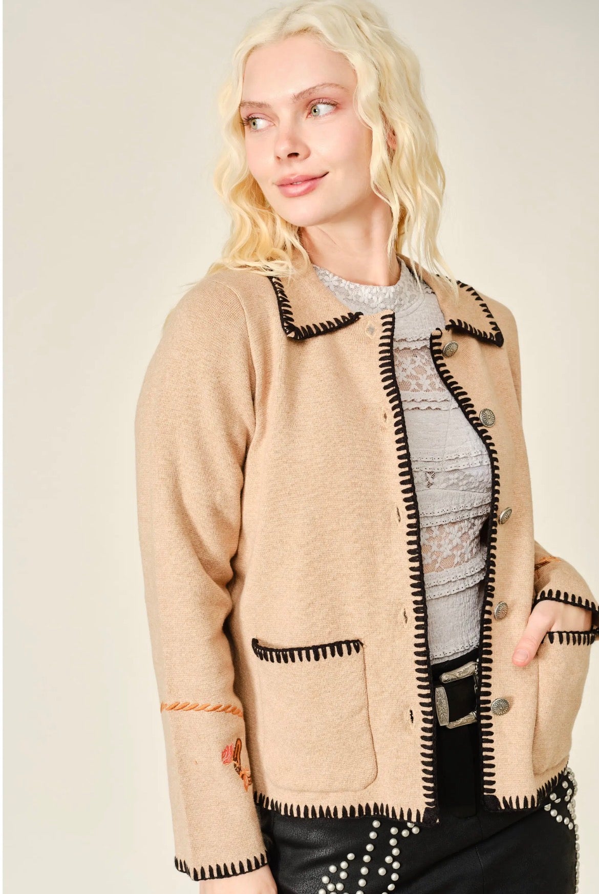 Embroidered Western Cardigan