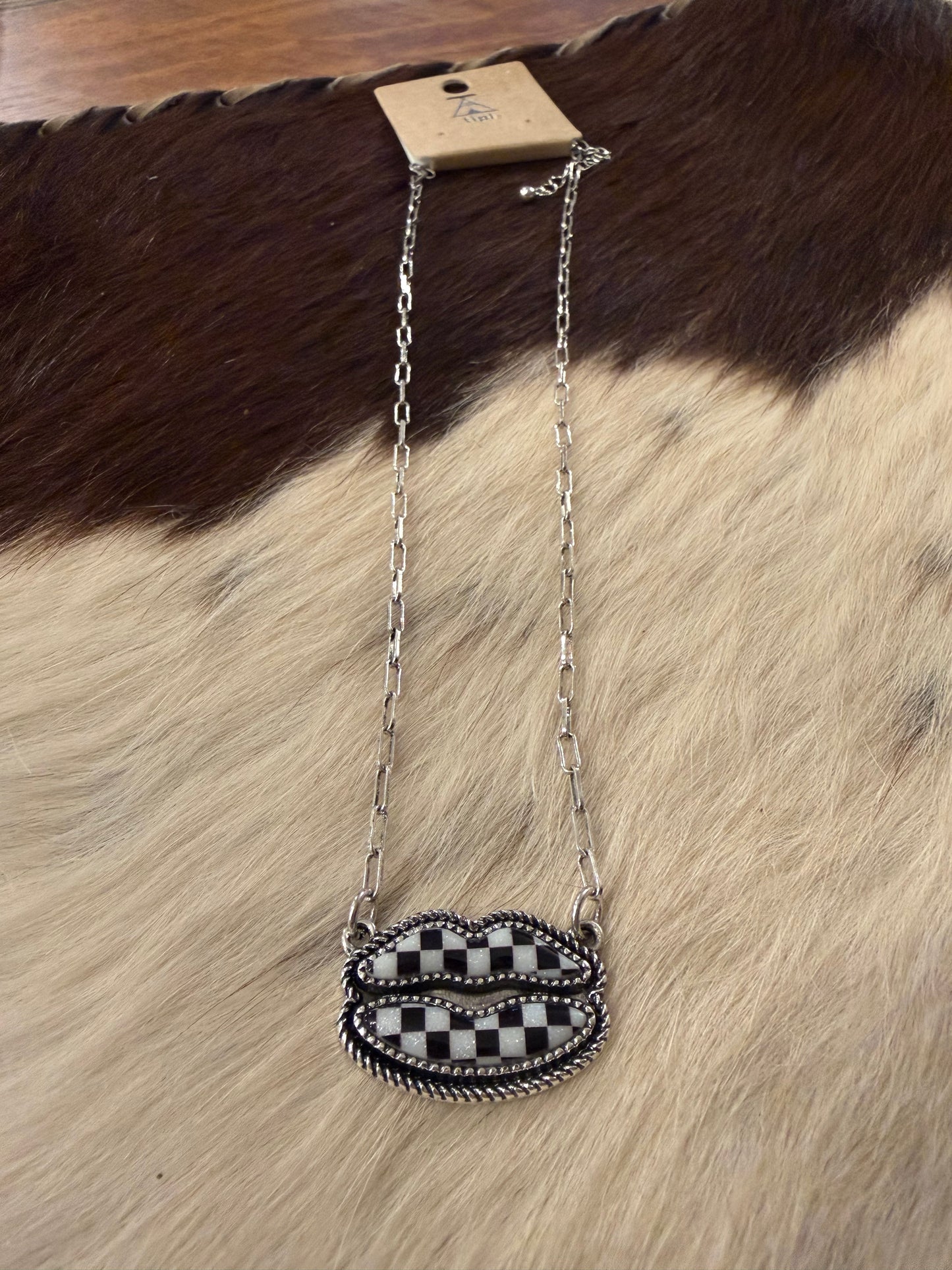 Checked Out Lips Necklace
