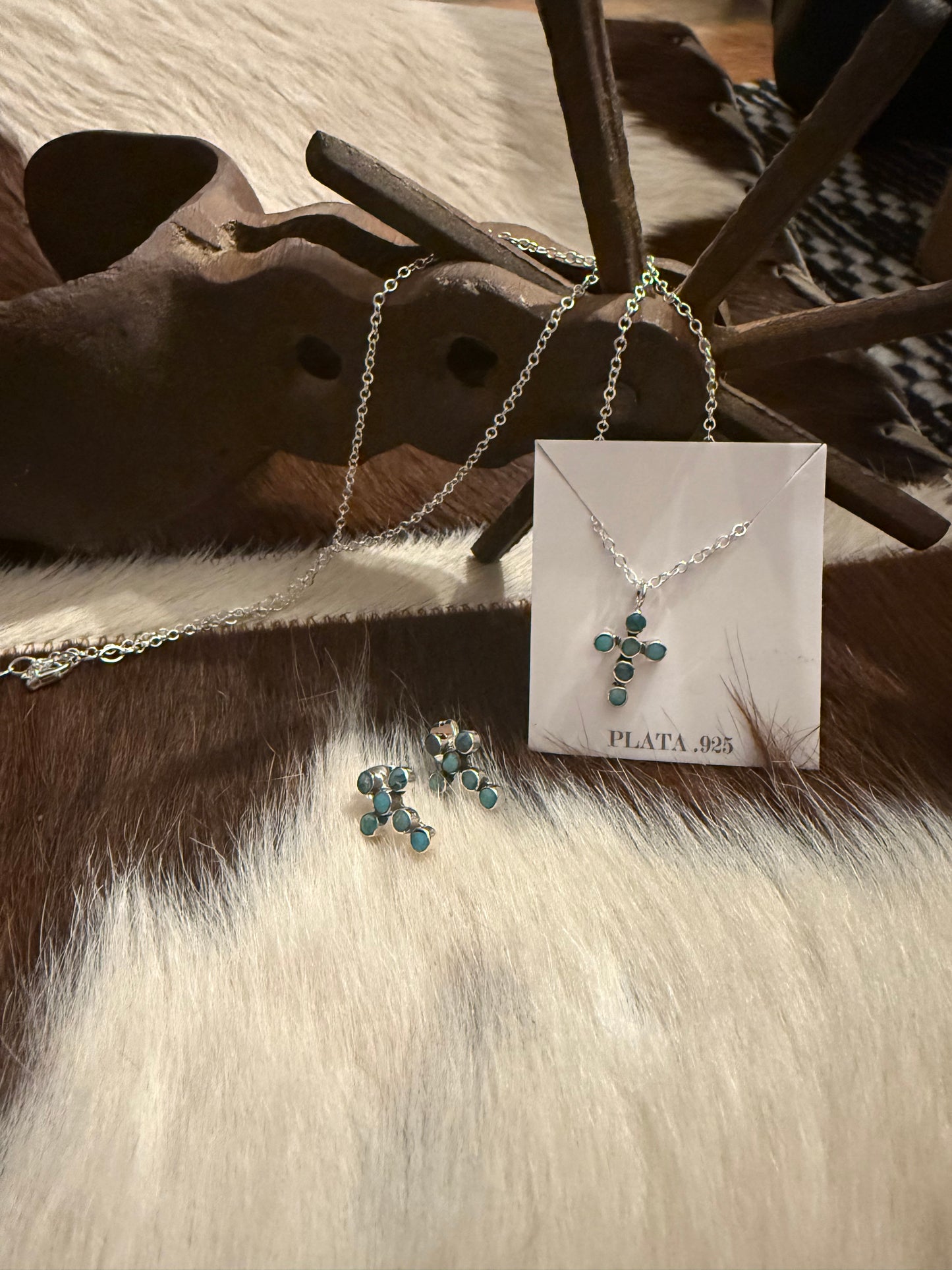 Turquoise Bubble Cross Necklace