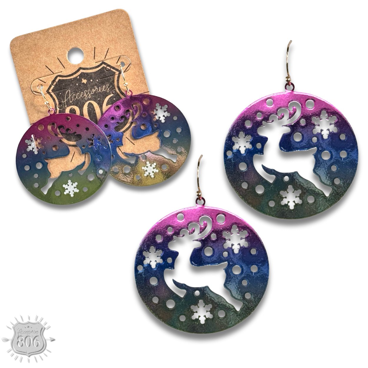 Round reindeer earring
